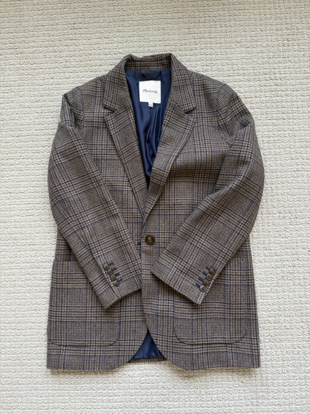 Madewell Women’s Glen Plaid Blazer in Brown and Navy size M